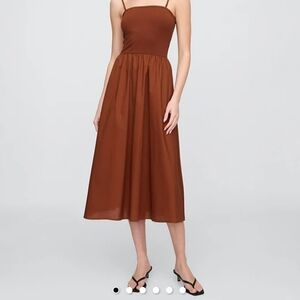NWT. GAP Brown Spaghetti Strap Midi Dress